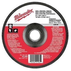 Milwaukee® 49-94-4525 Type 27 Reinforced Grinding Disc, 4-1/2 in Dia x 1/8 in THK, 5/8-11 Center Hole, 30 Grit, Aluminum Oxide Abrasive