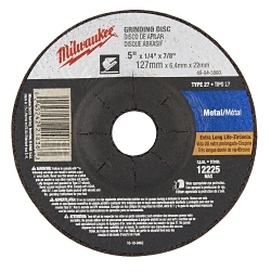 Milwaukee® 49-94-4580 Type 27 Reinforced Grinding Disc, 4-1/2 in Dia x 1/4 in THK, 7/8 in Center Hole, 24 Grit, Zirconia Alumina Abrasive