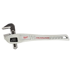 MilwaukeeĀ® 48-22-7184 Straight Offset Pipe Wrench, 2 in Pipe, 14 in OAL, Serrated Jaw, Aluminum Handle