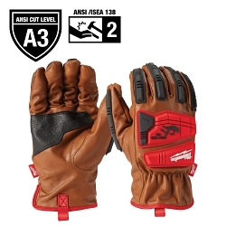 Milwaukee® 48-22-8771 High Visibility Work Gloves, M, PVC/Top Grain Goatskin Leather, Slip-On Cuff, ANSI Cut-Resistance Level: 3