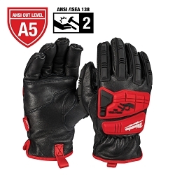 Milwaukee® 48-22-8781 High Visibility Work Gloves, M, PVC/Top Grain Goatskin Leather, Slip-On Cuff, ANSI Cut-Resistance Level: 5