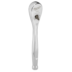 Milwaukee® 48-22-9014 Slim Profile Drive Ratchet, 1/4 in Drive, 6 in OAL, Steel, Polished Chrome