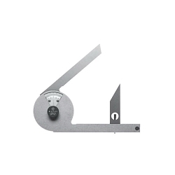 Mitutoyo 187-201 Metric Bevel Protractor With 30 deg and 60 deg Edge Blades, 360 deg Measuring, 137 mm Blade, Graduations 1 deg 5 min, Stainless Steel