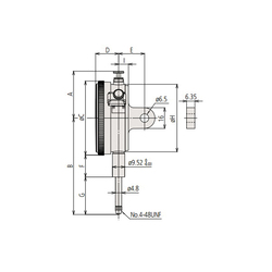 Mitutoyo 2576S-70 2 Series Inch Lug Back Standard Dial Indicator, 0.3 in, 0 to 30 Dial Reading, 0.0005 in, 57 mm Dial, #4-48 UNF Tip