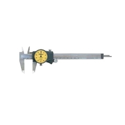 Mitutoyo 505-732 Dial Caliper, 0 to 150 mm, Graduation 0.01 mm, 1 mm/rev, 21 x 40 mm D Jaw, Stainless Steel, TiN Coated