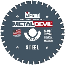 Morse® 102537 Metal Devil NXT Circular Saw Blade, 5-7/8 in Dia, 20 mm Arbor, 34 Teeth