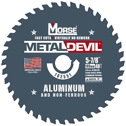 Morse® 102551 Metal Devil NXT Circular Saw Blade, 5-7/8 in Dia, 20 mm Arbor, 40 Teeth