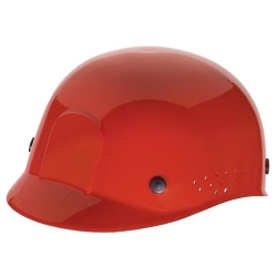 MSA 10033653 Micro Brim Perforated Sides Bump Cap With Plastic Suspension, Red, Polyethylene, Pin Lock Suspension