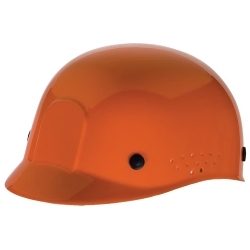 MSA 10033654 Micro Brim Perforated Sides Bump Cap With Plastic Suspension, Orange, Polyethylene, Pin Lock Suspension