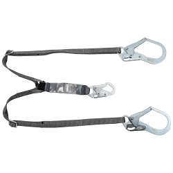 MSA 10188101 V-SERIES™ Adjustable Standard Shock Energy Absorbing Lanyard, 150 to 310 lb Load, 6 ft L, Polyester Line, 2 Legs, (2) 36CL Large Snap Hooks Anchorage Connection, Snap Hook Harness Connection Hook