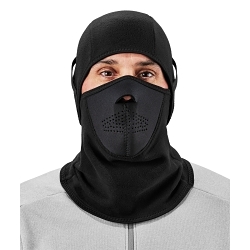 N-Ferno® 16827 2-Piece Balaclava Face Mask, Black, Neoprene/Polyester Fleece, Hook and Loop Closure