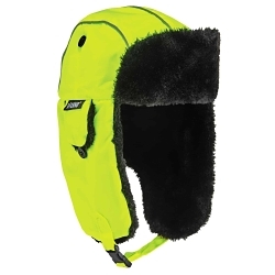 N-Ferno® 16855 6802 Classic Old School Style Trapper Hat, L/XL, 25.39 in Head, Lime, Nylon, Adjustable Buckle Closure