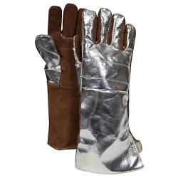National Safety Apparel® DJXG705185XL Gloves, Universal, ANSI Heat Level: 6, Brown, Extended Cuff, Aluminized Coating, 18-1/2 in L, Resists: Cut, Molten Metal and Radiant Heat