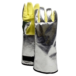 National Safety Apparel® G04H5VB17 Deluxe High Heat Glove, ANSI Heat Level: 5, 11 oz Aluminized OPF-Carbon Ripstop, Wool Lining, Gauntlet Cuff, Aluminized Coating, 17 in L