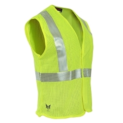 DRIFIRE® V00HA2V4X Flame Resistant Safety Vest, 4XL, Hi-Viz Fluorescent Yellow, Modacrylic/Para-Aramid Mesh, Hook and Loop Closure, 1 Pockets, ANSI Class: Class 2