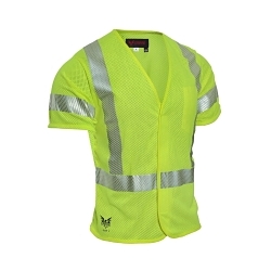 DRIFIRE® V00HA3V4X Flame-Resistant Standard Vest, 4XL, Hi-Viz Fluorescent Yellow, Modacrylic/Para-Aramid Mesh, Front Zipper Closure, 1 Pockets, ANSI Class: Class 3