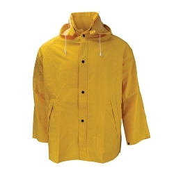 Neese 10160-01-1-YEL-2X Economy Rain Jacket With Hood, 2XL, Yellow, 0.35 mm Polyester/PVC, Resists: Water, Attached/Detachable Hood