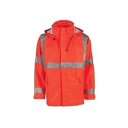 Neese 21217-00-1-FOR-L Flex Arc Jacket With Tuck-Away Attached Hood, L, Fluorescent Orange, FR Cotton/Polyurethane, 53 in Chest, Resists: Electrical Arc Flash and Flash Fire, ANSI Class 3, ASTM F1891/F2733, ASTM/ISEA 107-2015