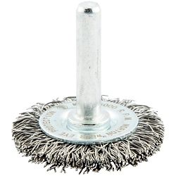 Norton® 66252838963 Narrow Face Wire Brush, 1-1/2 in Dia Brush, 1/4 in W Face, 0.014 in Dia Filament/Wire Crimped Filament/Wire