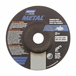 Norton® 66252842011 Depressed Center Wheel, 4 in Dia x 1/4 in THK, 3/8 in Center Hole, 24 Grit, Aluminum Oxide Abrasive
