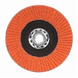 Norton® Blaze® 66254400258 R980P Arbor Thread Quick-Trim Standard Density Coated Abrasive Flap Disc, 4-1/2 in Dia, 60 Grit, Coarse Grade, Ceramic Alumina Abrasive, Type 27 Flat Disc