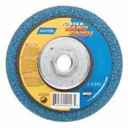 Norton® Rapid Blend™ Vortex® 66254429243 Non-Woven Depressed Center Disc, 4-1/2 in Dia, 100 to 120 Grit, Medium Grade, Aluminum Oxide Abrasive, Fiberglass Backing