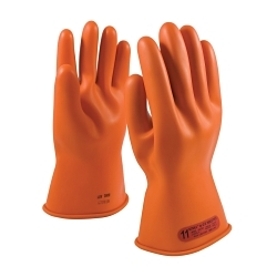 Novax® 147-0-11/10 Insulating Electrical Safety Gloves, 10, Natural Rubber, Orange, 11 in L, ASTM Class: Class 0, 1000 V AC/1500 V DC Max Use Voltage