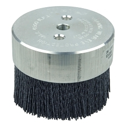 Bore-Rx™ 86110 Crimped Miniature Round Straight Disc Brush, 3 in Dia Brush, 3/8 in Center Hole, 0.043 in Dia Filament/Wire, Ceramic Fill