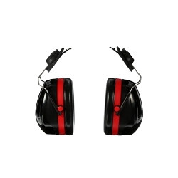 Peltor™ 7000002327 Noise Reduction Earmuff, 30 dB Noise Reduction, Black/Red, Hard Hat Attached Band Position, CSA Certified Class AL, ANSI S3.19-1974