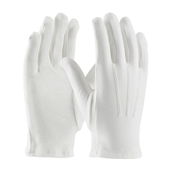 PIP® Cabaret™ 130-100WMPD/L Dress Gloves With Raised Stitching on Back, L, Cotton, White, Unlined Lining, Open Cuff, 9.7 in L