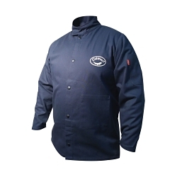 Caiman® 3000-0 Welding Jacket, 5XL, Cotton, Navy, Resists: Flame