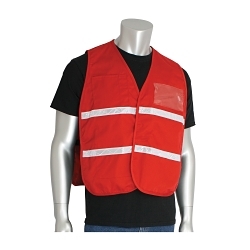 PIP® 300-1508/2X-3X Incident Command Vest, 2XL/3XL, Red, Polyester, 42.1 in Chest, Hook and Loop Closure