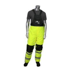 PIP® 318-1775-LY/S High Visibility Insulated Waterproof Bib Pant With Black Trim, S, Hi-Viz Yellow, Polyester/Ripstop