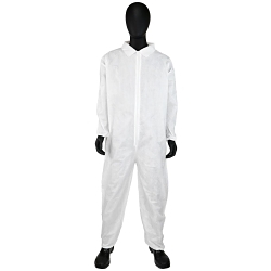 PIP® 3402/L PE Laminate Disposable Coverall With Elastic Wrist, L, White, Polyethylene/Polypropylene, 26 in Chest, 29 in L Inseam