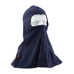 PIP® 385-FRBL11-NV Single Layer Arc and Flame Resistant Balaclava, Universal, Navy Blue, 17-1/4 in L, Interlock Cotton Knit, 6.5 oz Fabric, Full Face Closure