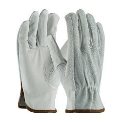 PIP® 68-161SB/L 68-161SB Standard Grade General Purpose Gloves, Driver, Keystone Thumb Style, Top Grain Split Cowhide Leather Palm, Natural, Slip-On Cuff, Uncoated Coating, Resists: Abrasion, Unlined Lining