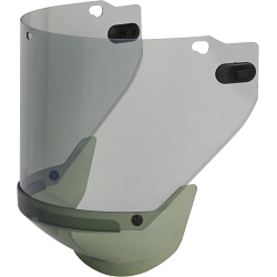 PIP® 9400-55502 High Transparency Universal Replacement Lens With Chin Cup, For Use With PPE 2 Cap Style Slotted Hard Hat, Gray Visor
