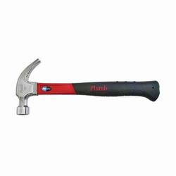 PlumbĀ® 11400N Pro Series Premium Claw Hammer, 13 in OAL, Polished/Smooth Face Surface, 20 oz Steel Head, Curved Claw, Fiberglass Handle