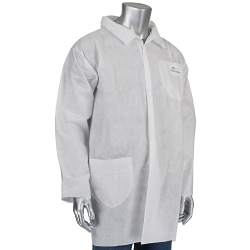 Posi-Wear® 20663 C3820 Lab Coat, M, White, Polypropylene