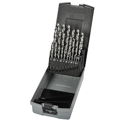 Precision Twist Drill 5995581 C252A Type N Jobber Length Drill Set, 1 mm Min Drill Bit, 13 mm Max Drill Bit, 118 deg Drill Point Angle, 25 Pieces, HSS, Bright