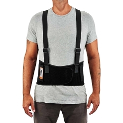 ProFlex® 11092 1650 Economy Back Support Brace With Suspenders, S, 25 to 30 in Fits Waist, 7-1/2 in W, Elastic/Rubber Webbing, Black, Hook and Loop Closure