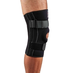 ProFlex® 16543 620 Ambidextrous Knee Sleeve With Open Patella/Spiral Stays, M, Neoprene, Black, Hook and Loop Closure