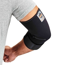 ProFlex® 16584 655 Ambidextrous Elbow Sleeve With Strap, L, Neoprene, Black, Hook and Loop Closure