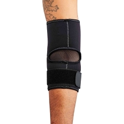 ProFlex® 16584 655 Ambidextrous Elbow Sleeve With Strap, L, Neoprene, Black, Hook and Loop Closure
