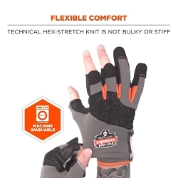 ProFlex® 17114 720 Heavy Duty Framing Gloves, Framer, Work, Grip/Reinforced Style, Neoprene/Polyester Blend, Gray, Adjustable Cuff, Uncoated Coating, Resists: Abrasion, Unlined Lining