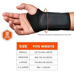 ProFlex® 70006 4000 Wrist Support, L, Right Hand, 3-Stage Hook and Loop Wrist/Elastic Closure, Black