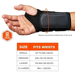 ProFlex® 70026 4010 Wrist Support, L, Right Hand, 3-Stage Hook and Loop Wrist Closure, Elastic Strap, Black