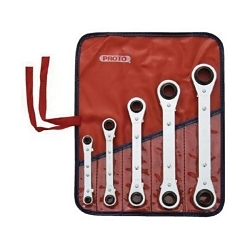 Proto® J1190MLO Reversible Ratcheting Box Wrench Set, 7 x 8 to 15 x 1 mm Drive, 5 Pieces, Full Polished
