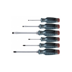 Proto® J1206SCPF Screwdriver Set, 6 Pieces, ASME B107.600, ISO 2380, Alloy Steel, Black Oxide