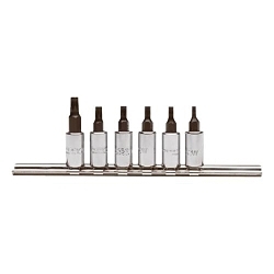 Proto® J4739C Socket Bit Set, 1/4 in Drive, T10 to T30 Torx, 6 Pieces, Full Polished